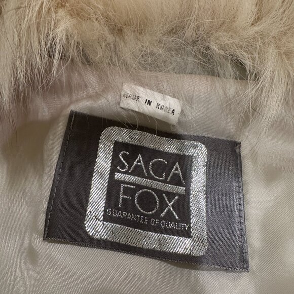 (SOLD) SAGA FOX Real Fur Coat (S) white / grey - Picture 4 of 7